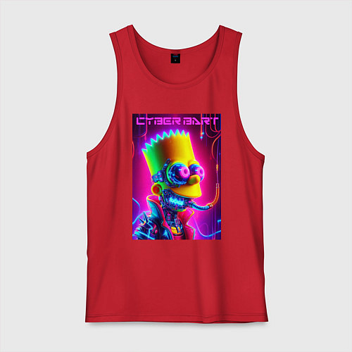 Мужская майка Cyber Bart - neon glow fantasy / Красный – фото 1