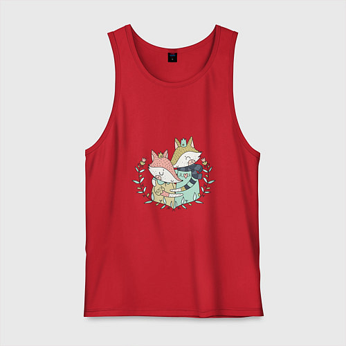 Мужская майка Влюблённые лисички / Красный – фото 1