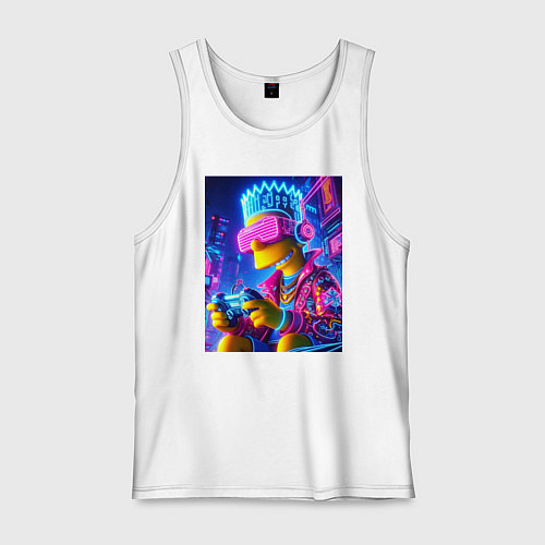 Мужская майка Bart Simpson esports player - neon glow / Белый – фото 1