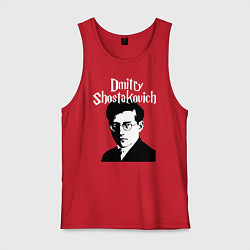 Майка мужская хлопок Дмитрий Шостакович с портретом, цвет: красный