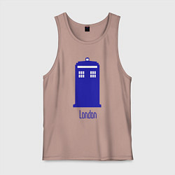 Майка мужская хлопок Tardis - London, цвет: пыльно-розовый
