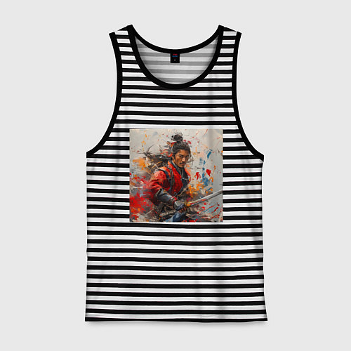 Мужская майка Краски самурая / Черная тельняшка – фото 1