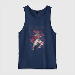 Майка мужская хлопок Клинок рассекающий демонов Акадза demon slayer, цвет: тёмно-синий