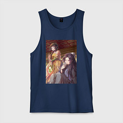 Майка мужская хлопок Монолог фармацевта Жэньши выпивает, цвет: тёмно-синий