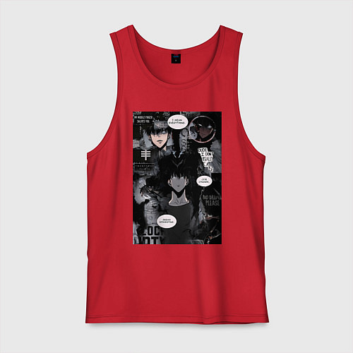 Мужская майка Поднятие уровня в одиночку Джину Сон коллаж / Красный – фото 1