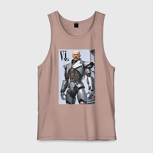 Мужская майка Vladimir Lenin - cyberpunk fantasy / Пыльно-розовый – фото 1