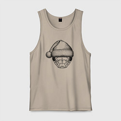 Майка мужская хлопок Змея новогодняя, цвет: миндальный