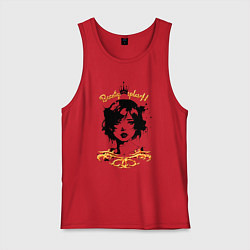 Майка мужская хлопок Девушка сплэш - золотистый, цвет: красный