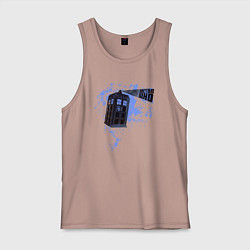 Майка мужская хлопок Полёт тардиса, цвет: пыльно-розовый