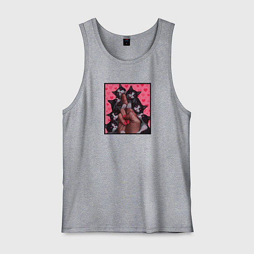 Мужская майка Рука с котиками / Меланж – фото 1