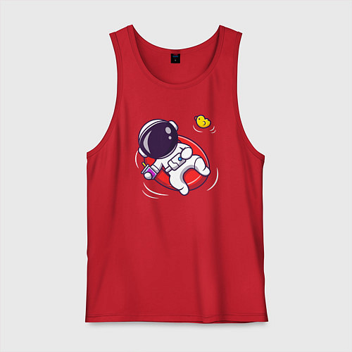 Мужская майка Космонавт в бассейне / Красный – фото 1