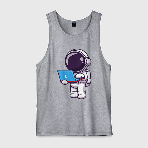 Мужская майка Астронавт с ноутбуком / Меланж – фото 1
