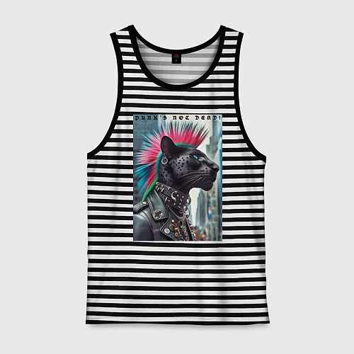 Мужская майка Dude panther - punks not dead / Черная тельняшка – фото 1