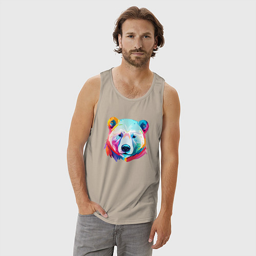 Мужская майка Яркий портрет белого медведя / Миндальный – фото 3