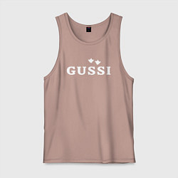 Майка мужская хлопок Гусси лапы - следы, цвет: пыльно-розовый