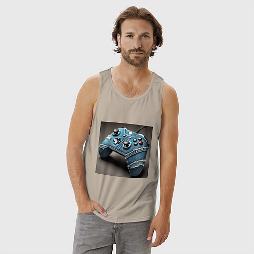 Мужская майка Джинсовый геймпад для видеоигр / Миндальный – фото 3