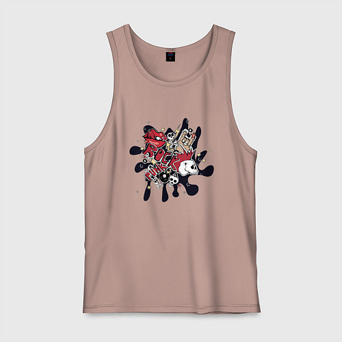 Мужская майка Панк рок черепа / Пыльно-розовый – фото 1