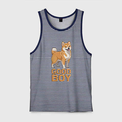 Мужская майка Собака акита-ину / Синяя тельняшка – фото 1