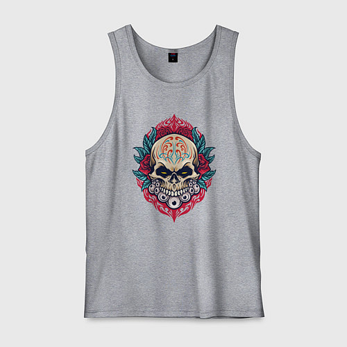 Мужская майка Roses skull / Меланж – фото 1