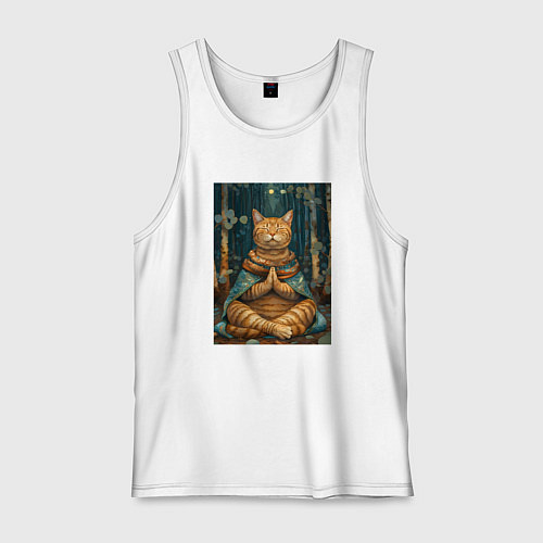 Мужская майка Кот на медитации / Белый – фото 1