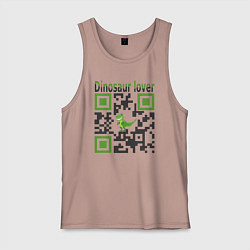 Майка мужская хлопок Кьюар-код динозавр, цвет: пыльно-розовый