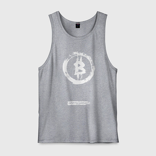 Мужская майка Биткоин белый - криптовалюта / Меланж – фото 1