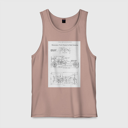 Мужская майка Ford чертежи автомобиля / Пыльно-розовый – фото 1