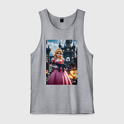 Майка мужская хлопок Принцесса Пич с автоматом, цвет: меланж