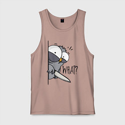 Майка мужская хлопок Серый филин с ножом, цвет: пыльно-розовый