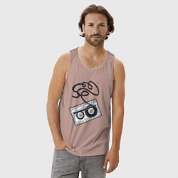 Майка мужская хлопок Аудиокассета, цвет: пыльно-розовый — фото 2