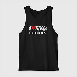 Майка мужская хлопок Milf and cookies милфа, цвет: черный