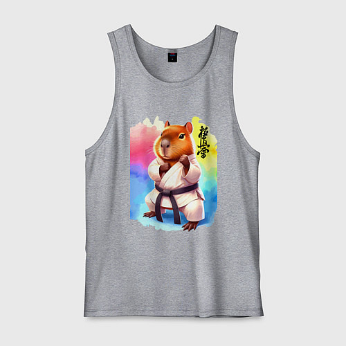 Мужская майка Кёкусинкай карате - капибара / Меланж – фото 1