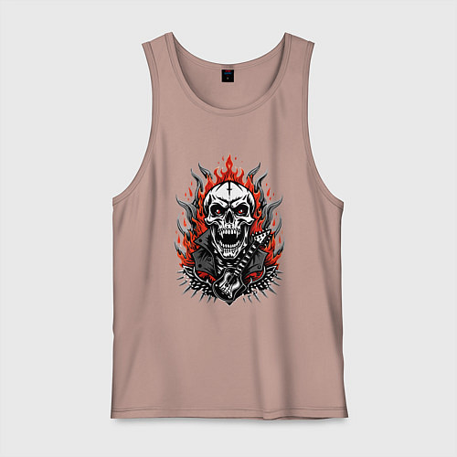 Мужская майка Рок музыкант череп / Пыльно-розовый – фото 1