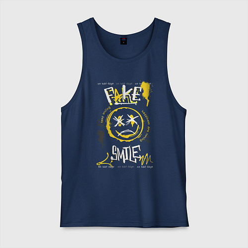 Мужская майка Фальшивая улыбка / Тёмно-синий – фото 1