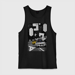 Майка мужская хлопок BMW автомобиль initial d, цвет: черный