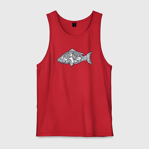Мужская майка Механическая рыба / Красный – фото 1