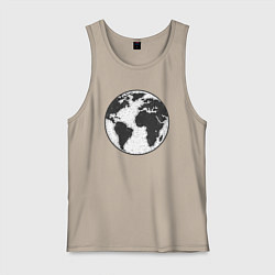 Майка мужская хлопок Planet earth, цвет: миндальный