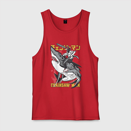 Мужская майка Человек-бензопила Денджи акула / Красный – фото 1