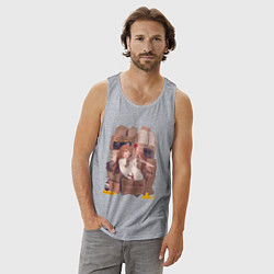 Майка мужская хлопок Волчица и пряности Холо арт, цвет: меланж — фото 2