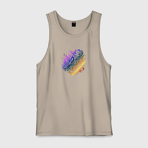 Мужская майка Орнамент со скрипичным ключом / Миндальный – фото 1