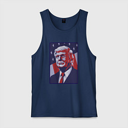 Майка мужская хлопок Дональд Трамп, цвет: тёмно-синий
