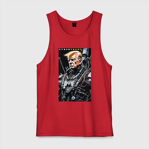 Мужская майка Cyber Trump - ai art fantasy / Красный – фото 1