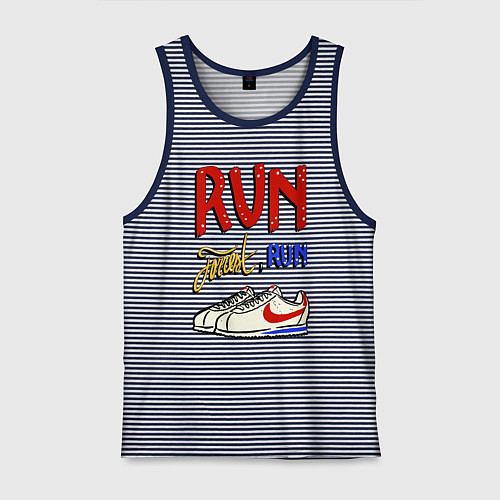 Мужская майка Форест Гамп - беги Форрест беги / Синяя тельняшка – фото 1