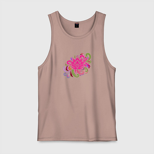 Мужская майка Орнамент из разноцветных цветов / Пыльно-розовый – фото 1