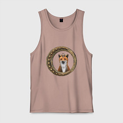 Майка мужская хлопок Стимпанк лис в рамке, цвет: пыльно-розовый