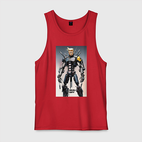 Мужская майка Cyber Trump is real guy - ai art / Красный – фото 1