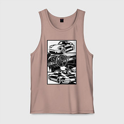 Майка мужская хлопок Porsche автомобиль классический, цвет: пыльно-розовый