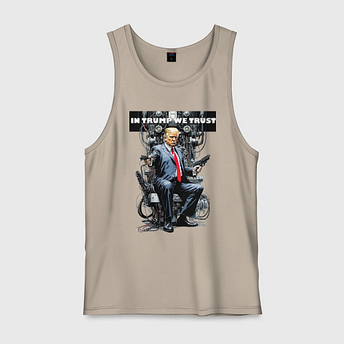 Мужская майка Trump with two pistols - cyberpunk / Миндальный – фото 1