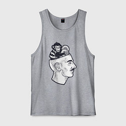 Майка мужская хлопок Обезьяна в голове, цвет: меланж