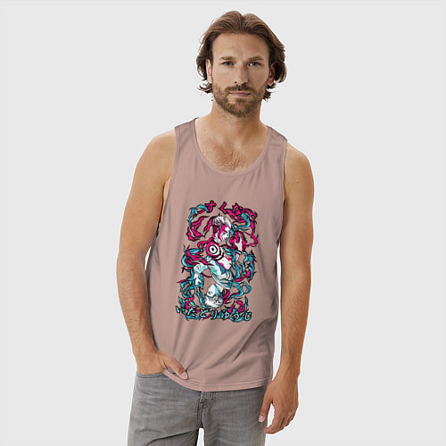 Мужская майка Магическая битва Итадори х Сукуна неон / Пыльно-розовый – фото 3